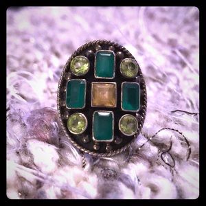 SOLD-Celtic Shield Cathedral Window Gemstone Ring